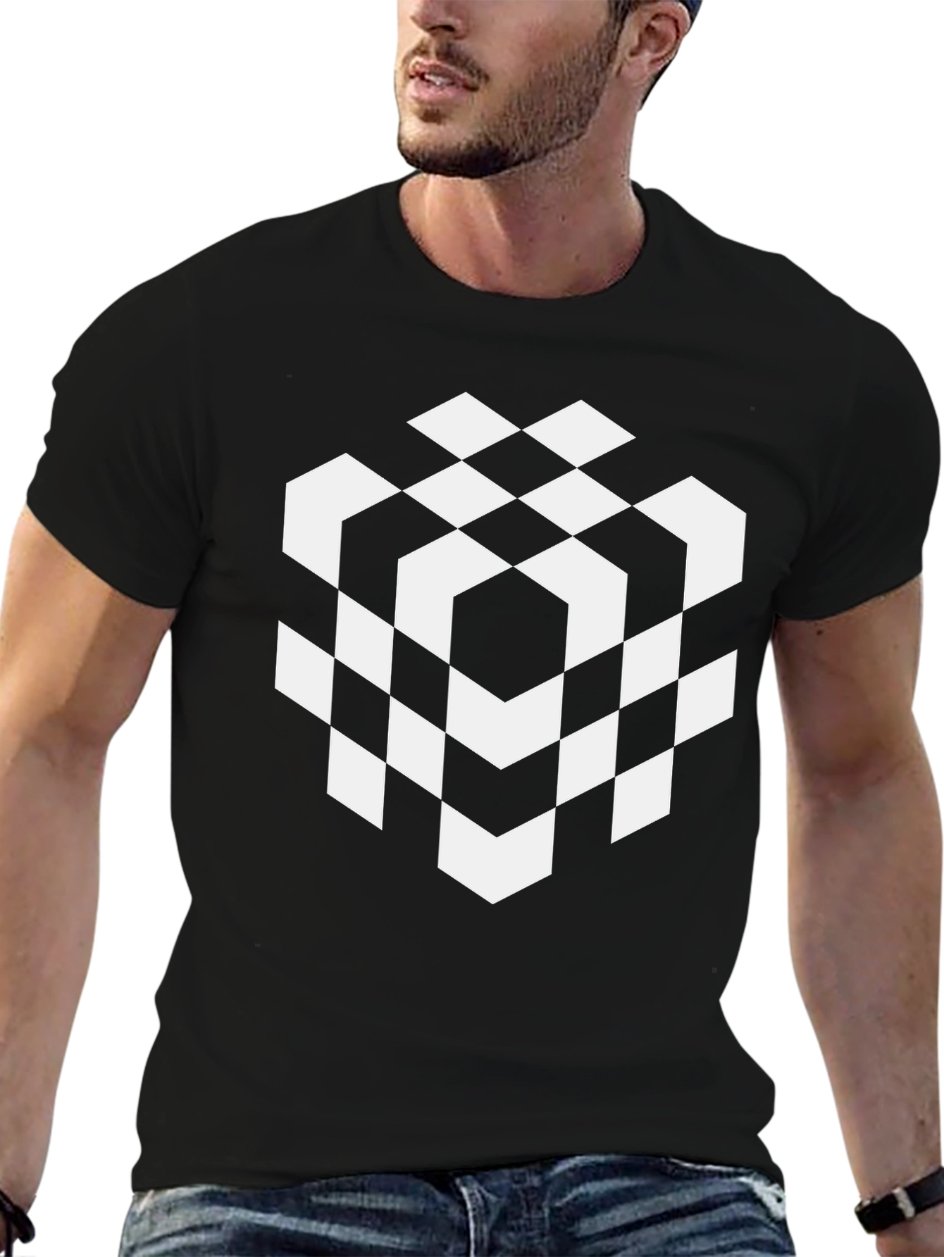 Geometric Cube Tee - Modern Graphic Design Shirt