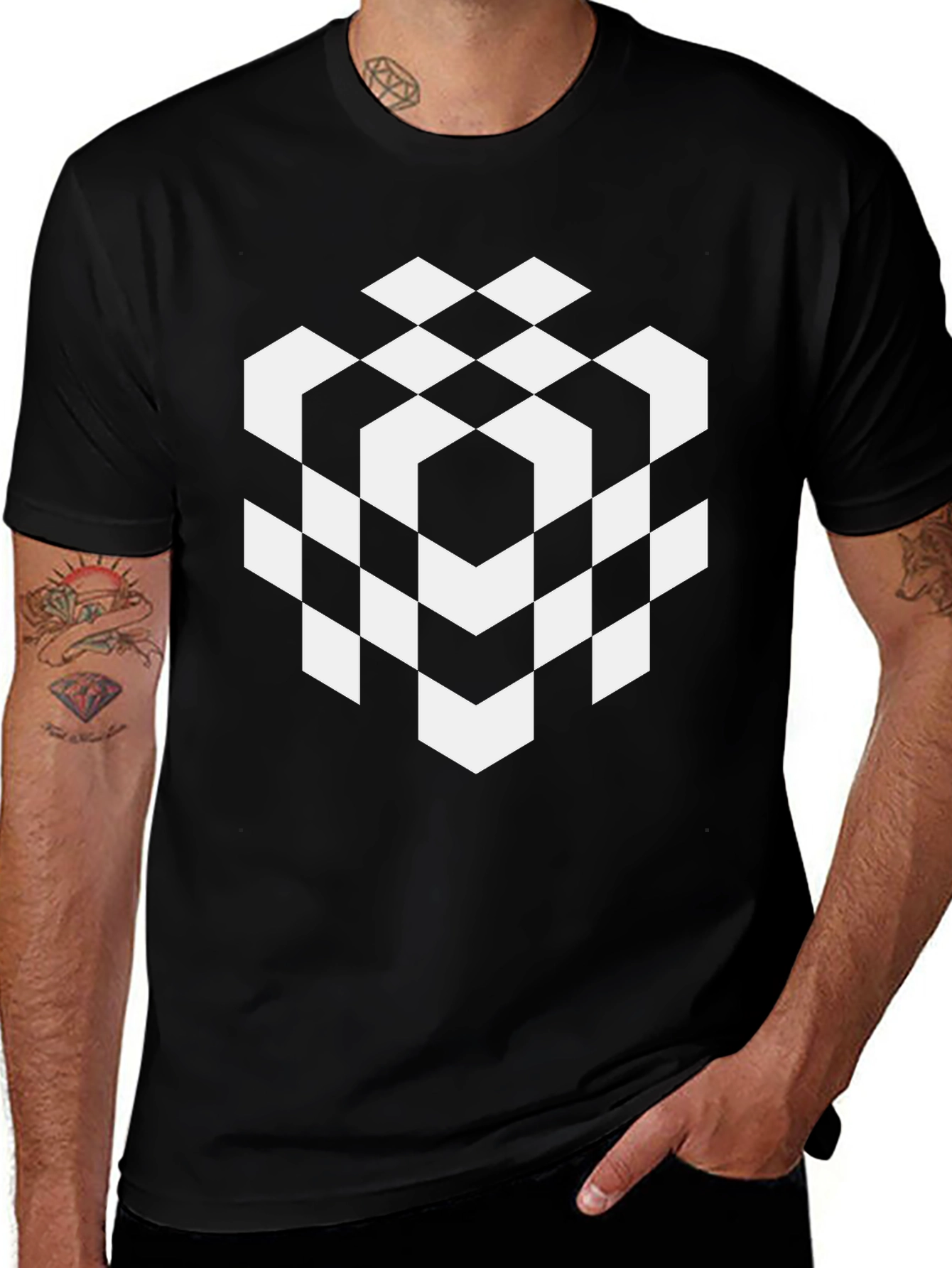 Geometric Cube Tee - Modern Graphic Design Shirt