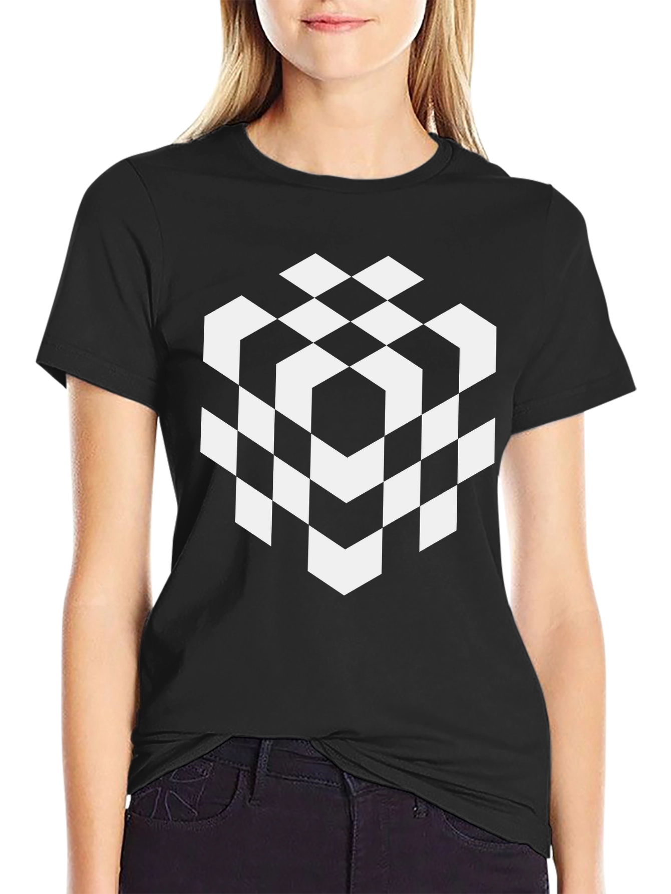 Geometric Cube Tee - Modern Graphic Design Shirt