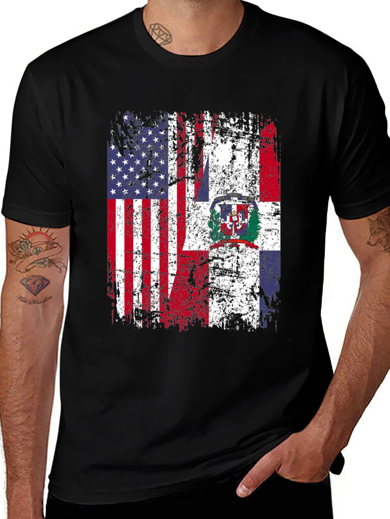 USA & Dominican Republic Flag Graphic Tee