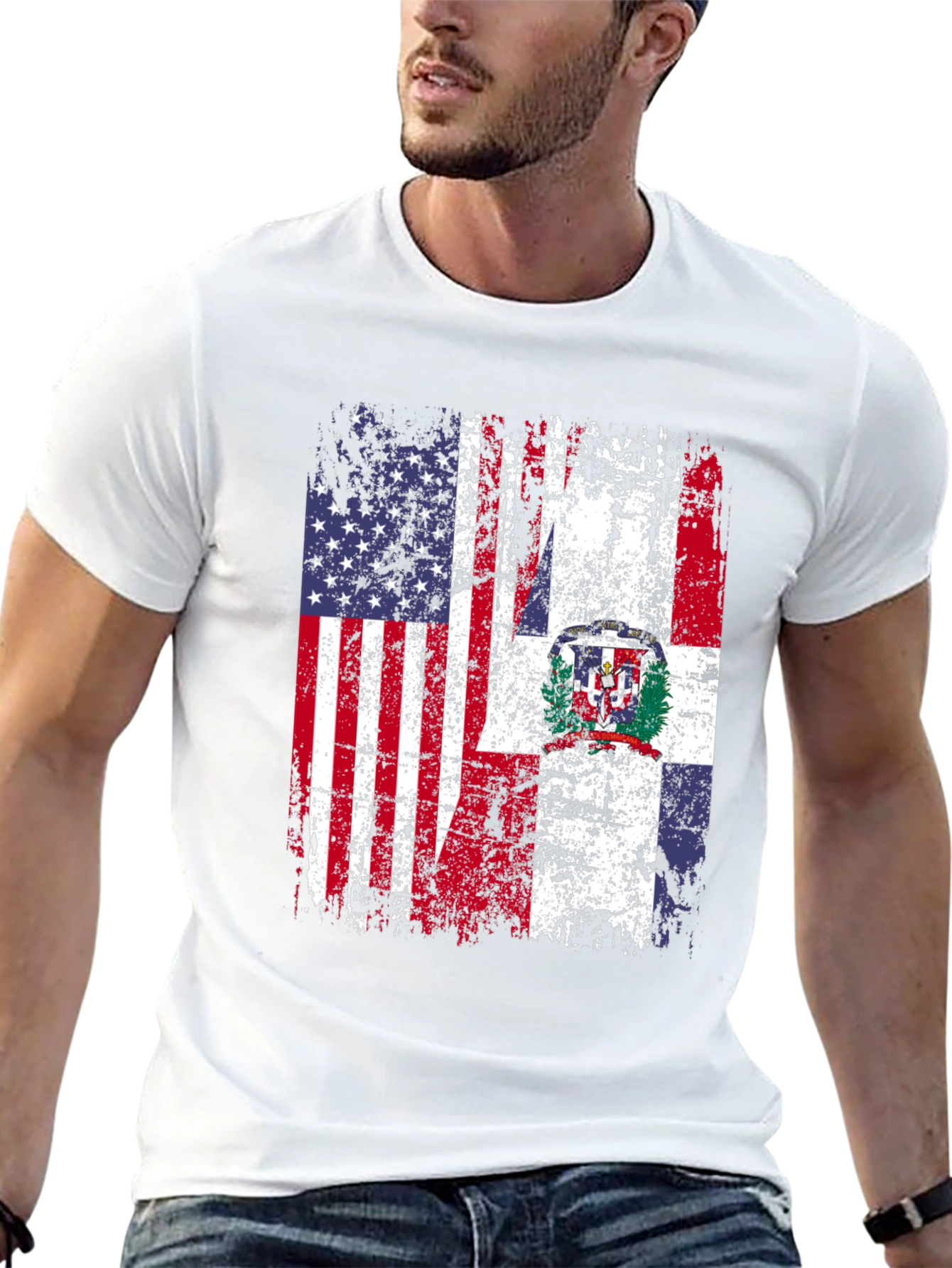 USA & Dominican Republic Flag Graphic Tee