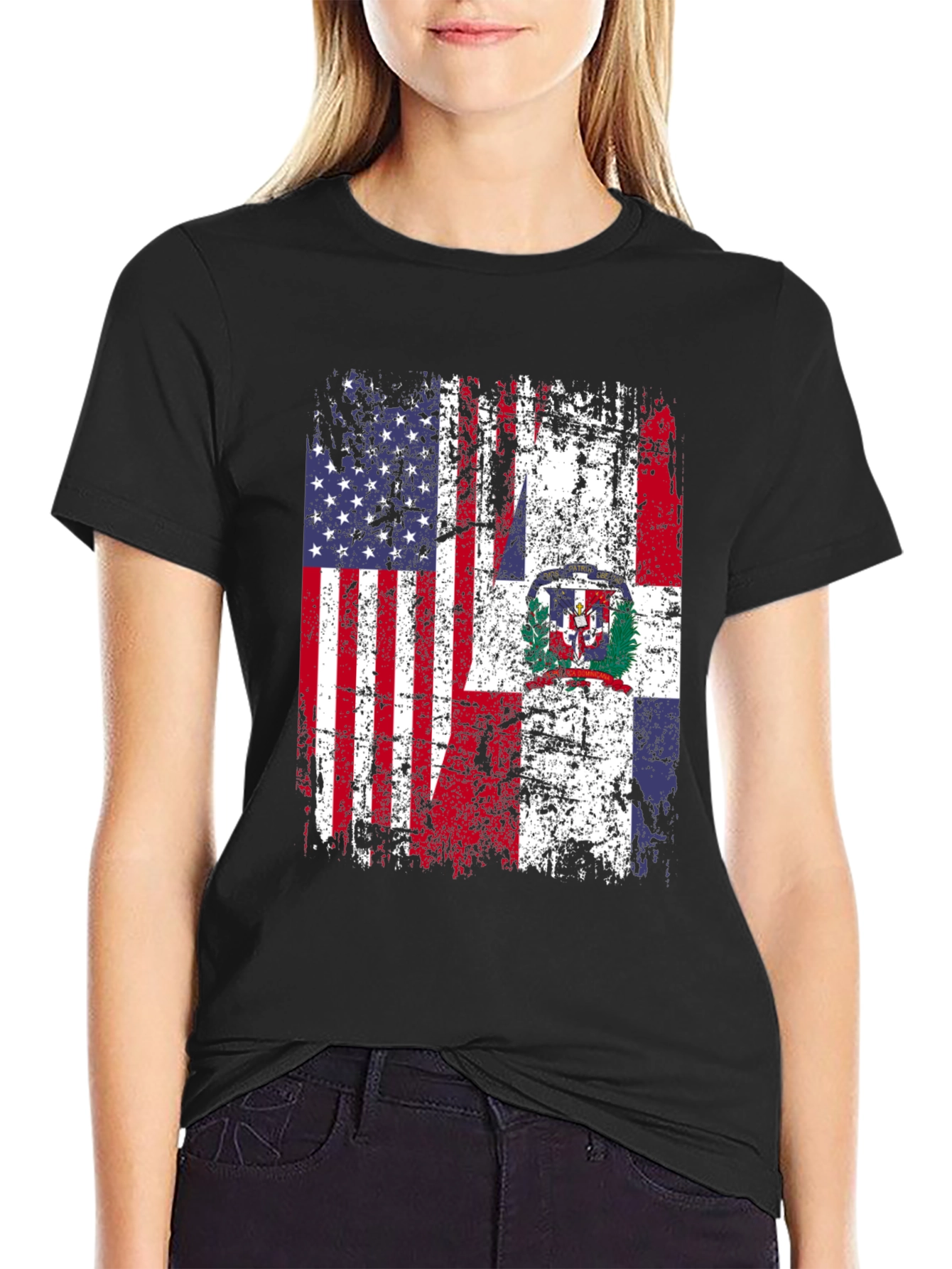 USA & Dominican Republic Flag Graphic Tee