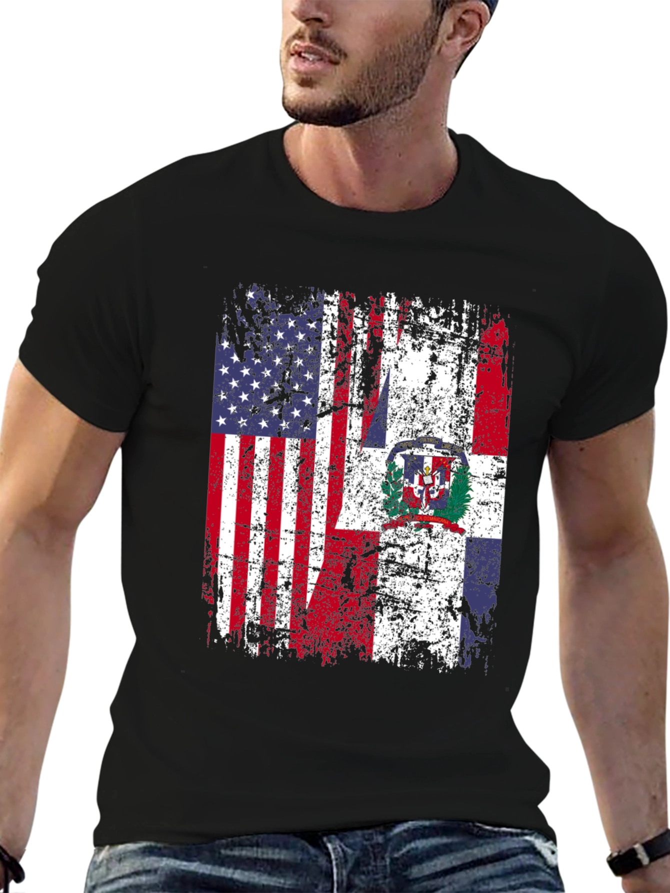 USA & Dominican Republic Flag Graphic Tee