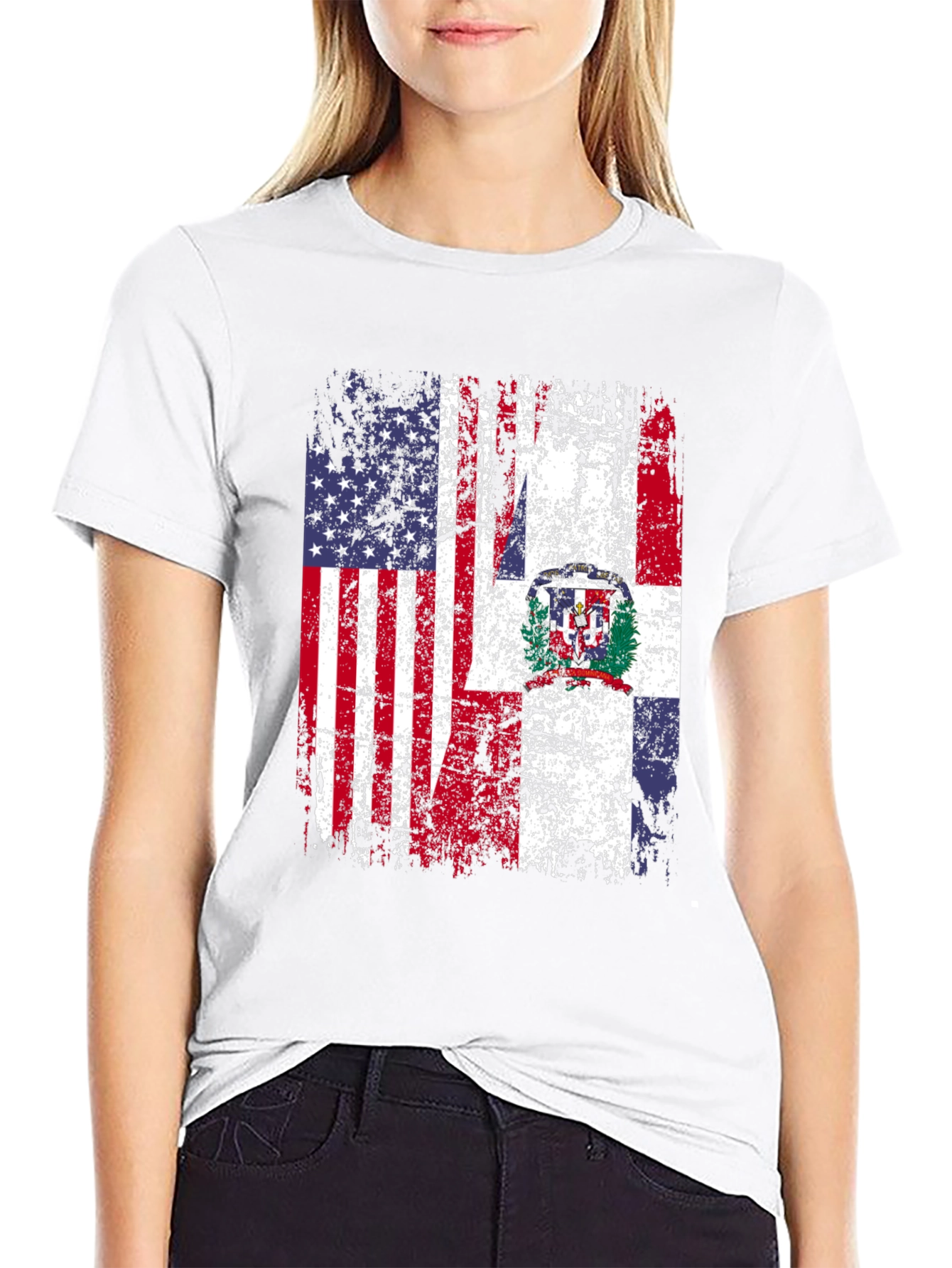 USA & Dominican Republic Flag Graphic Tee