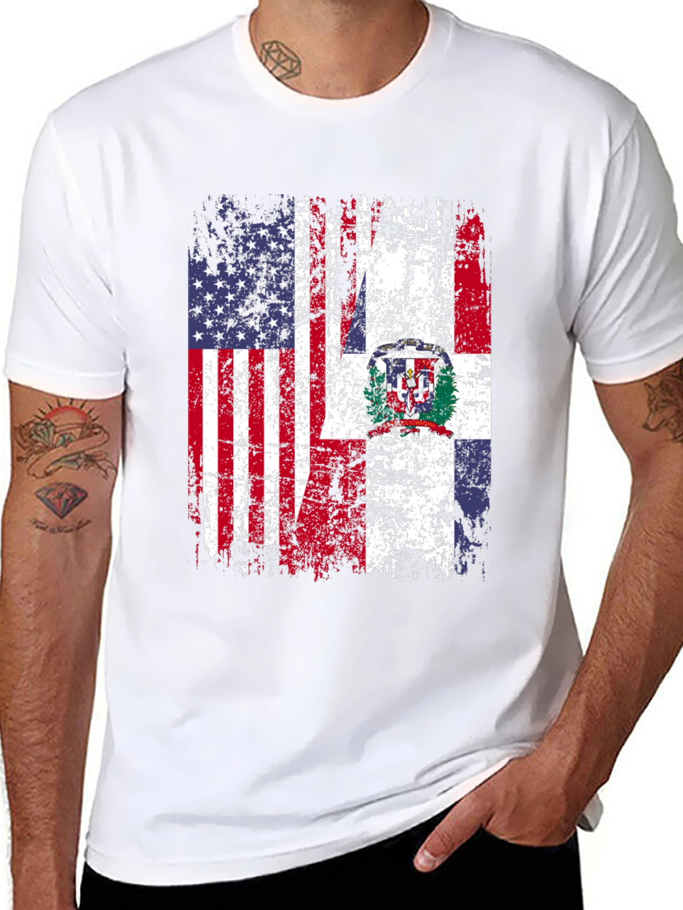 USA & Dominican Republic Flag Graphic Tee