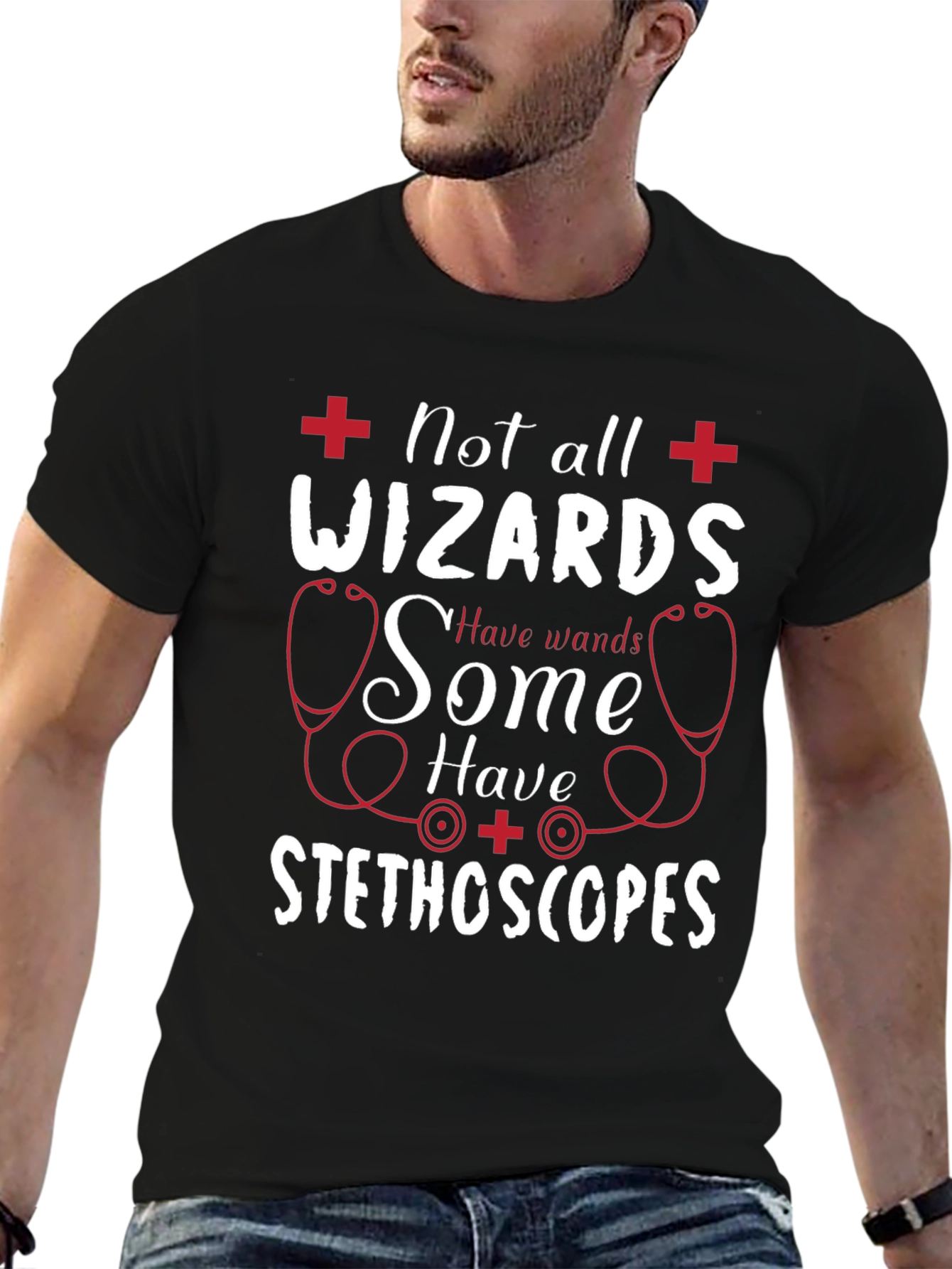 Not All Wizards Stethoscope Graphic T-Shirt