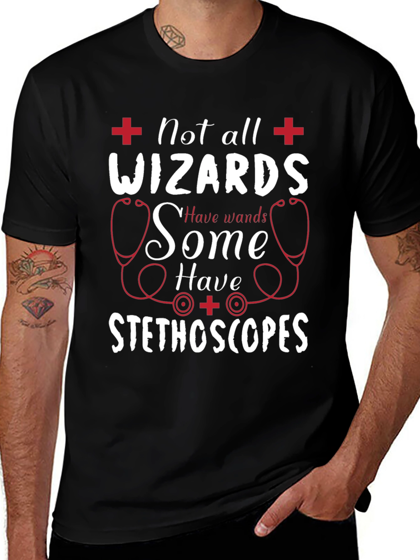 Not All Wizards Stethoscope Graphic T-Shirt