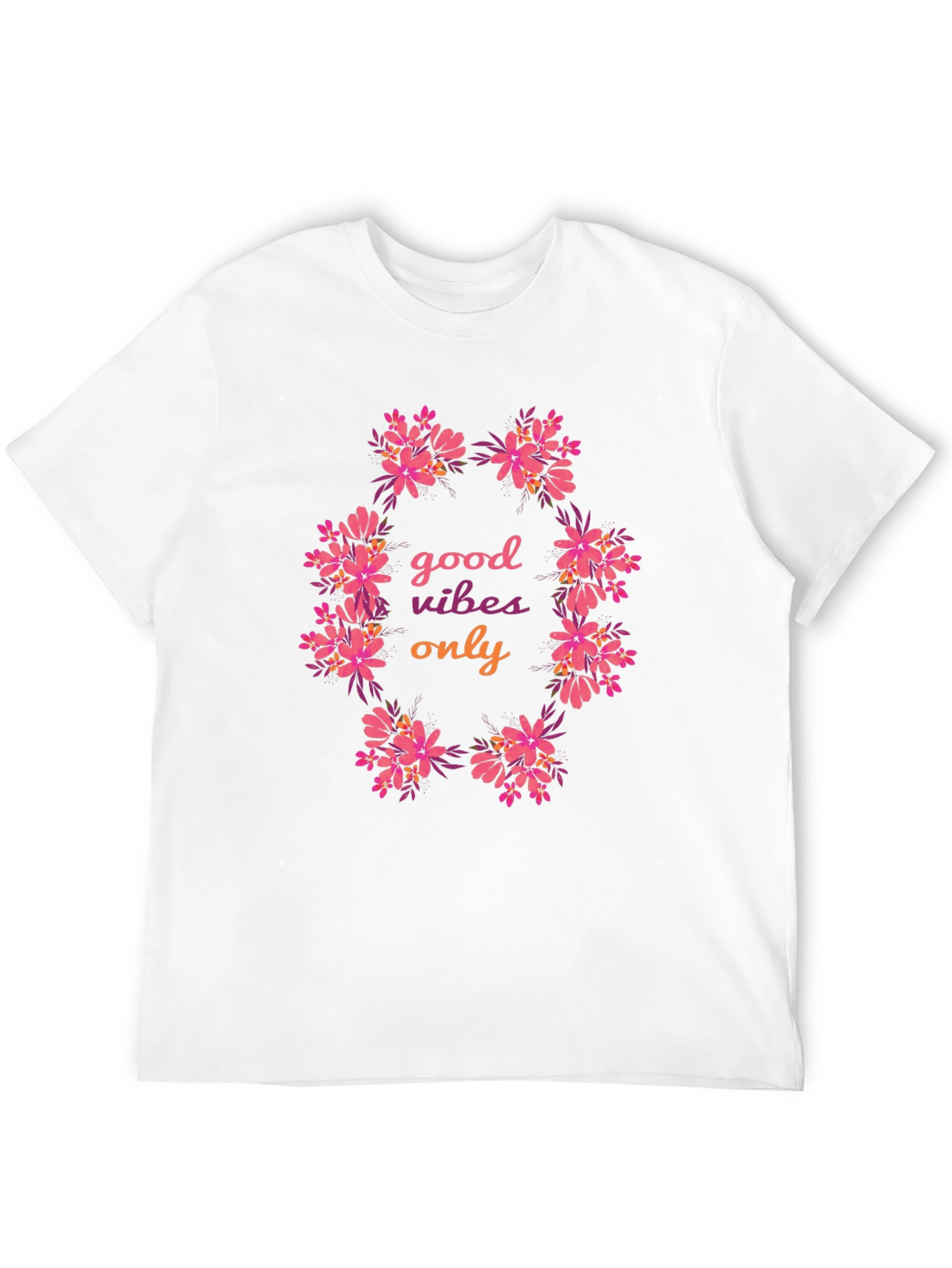 Floral Good Vibes Only Black T-Shirt