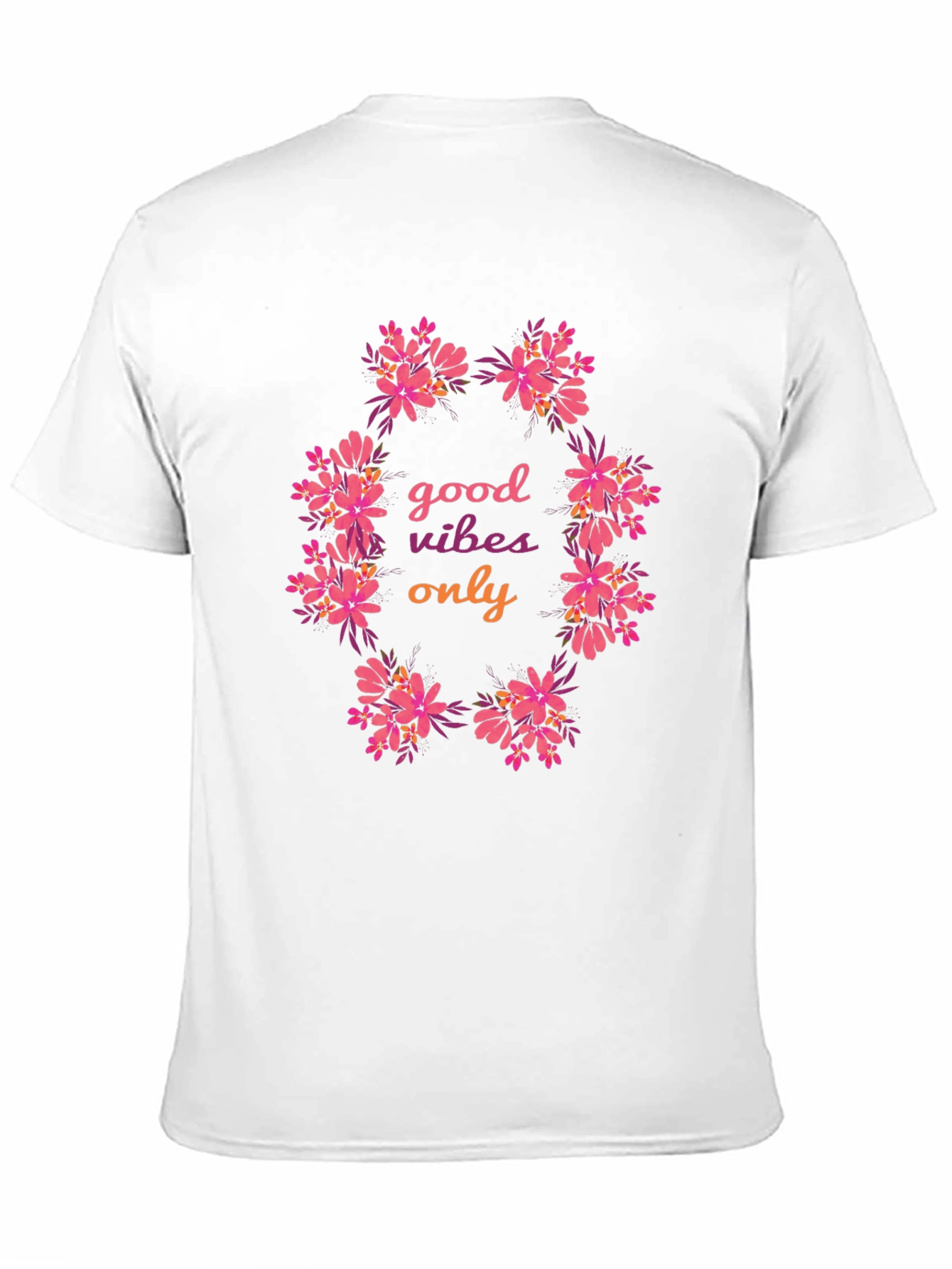 Floral Good Vibes Only Black T-Shirt
