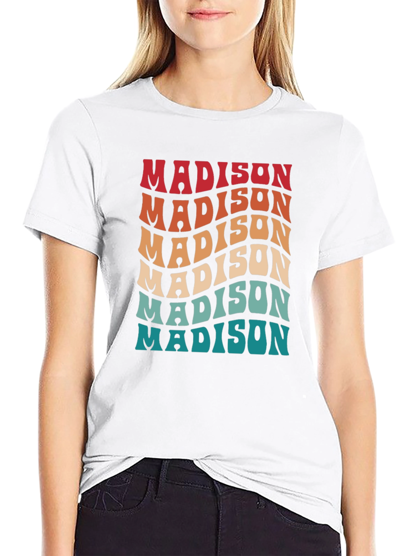 Retro Madison T-Shirt - Stylish Wavy Design
