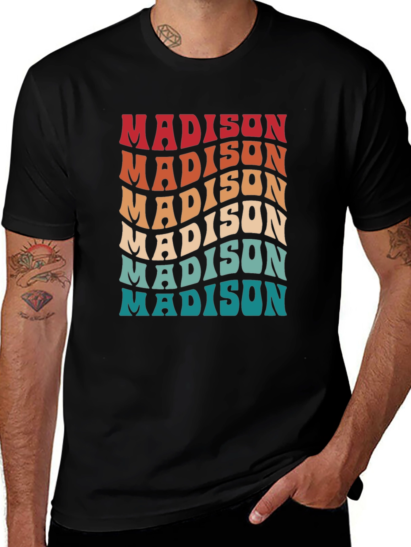 Retro Madison T-Shirt - Stylish Wavy Design