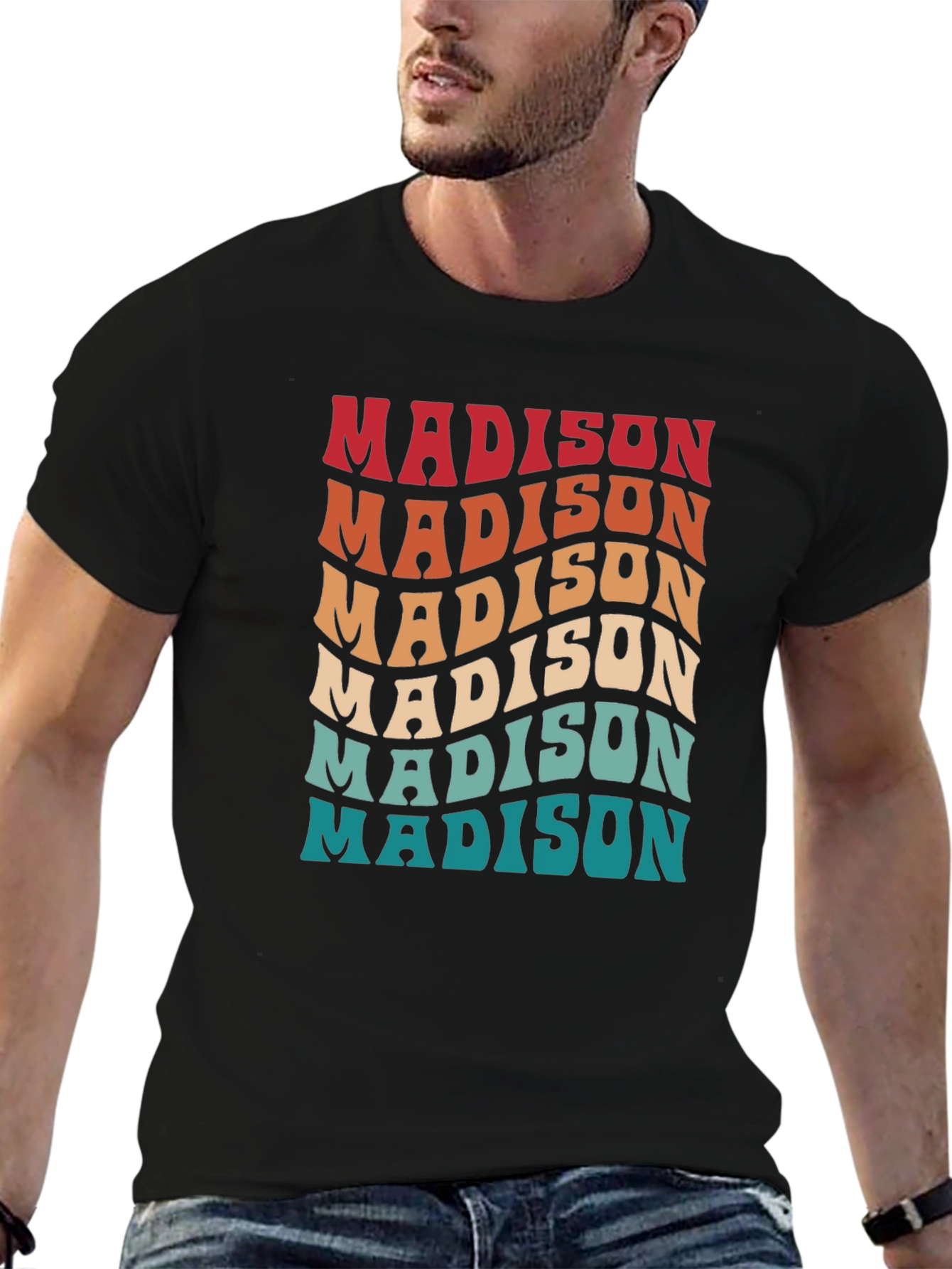 Retro Madison T-Shirt - Stylish Wavy Design