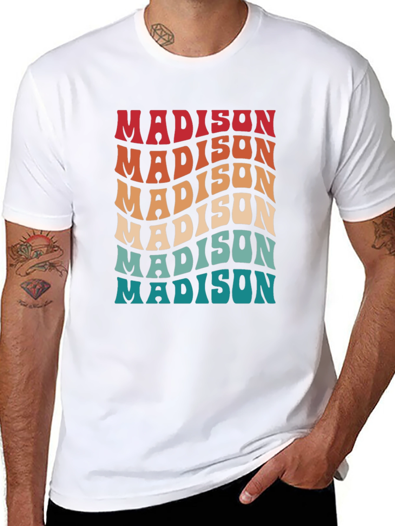 Retro Madison T-Shirt - Stylish Wavy Design