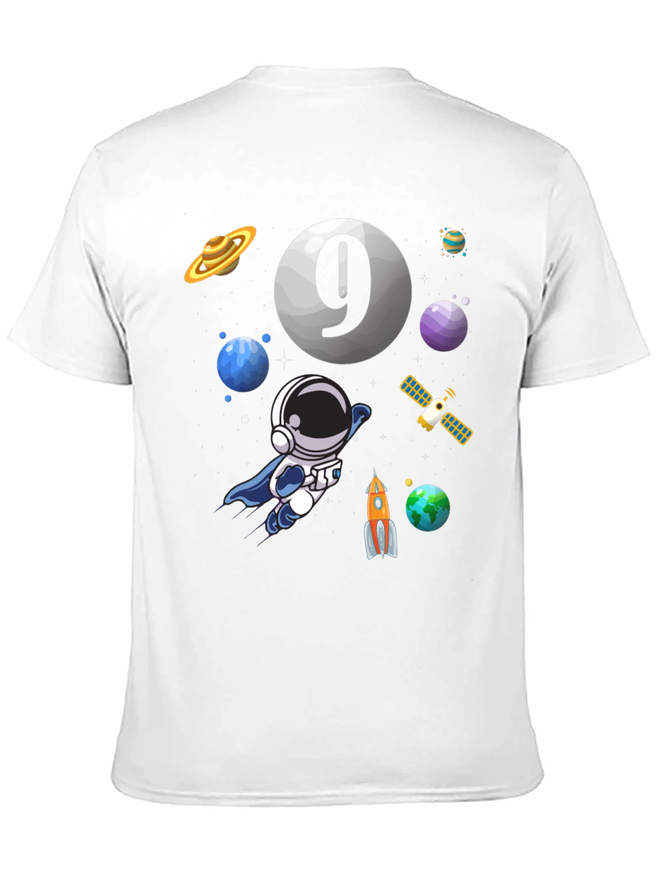 Space Themed Birthday T-Shirt - Age 9