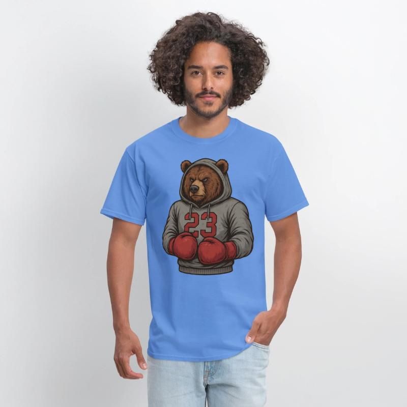 Bear 23 Boxing Hoodie Grizzly Gym Fighter Tee