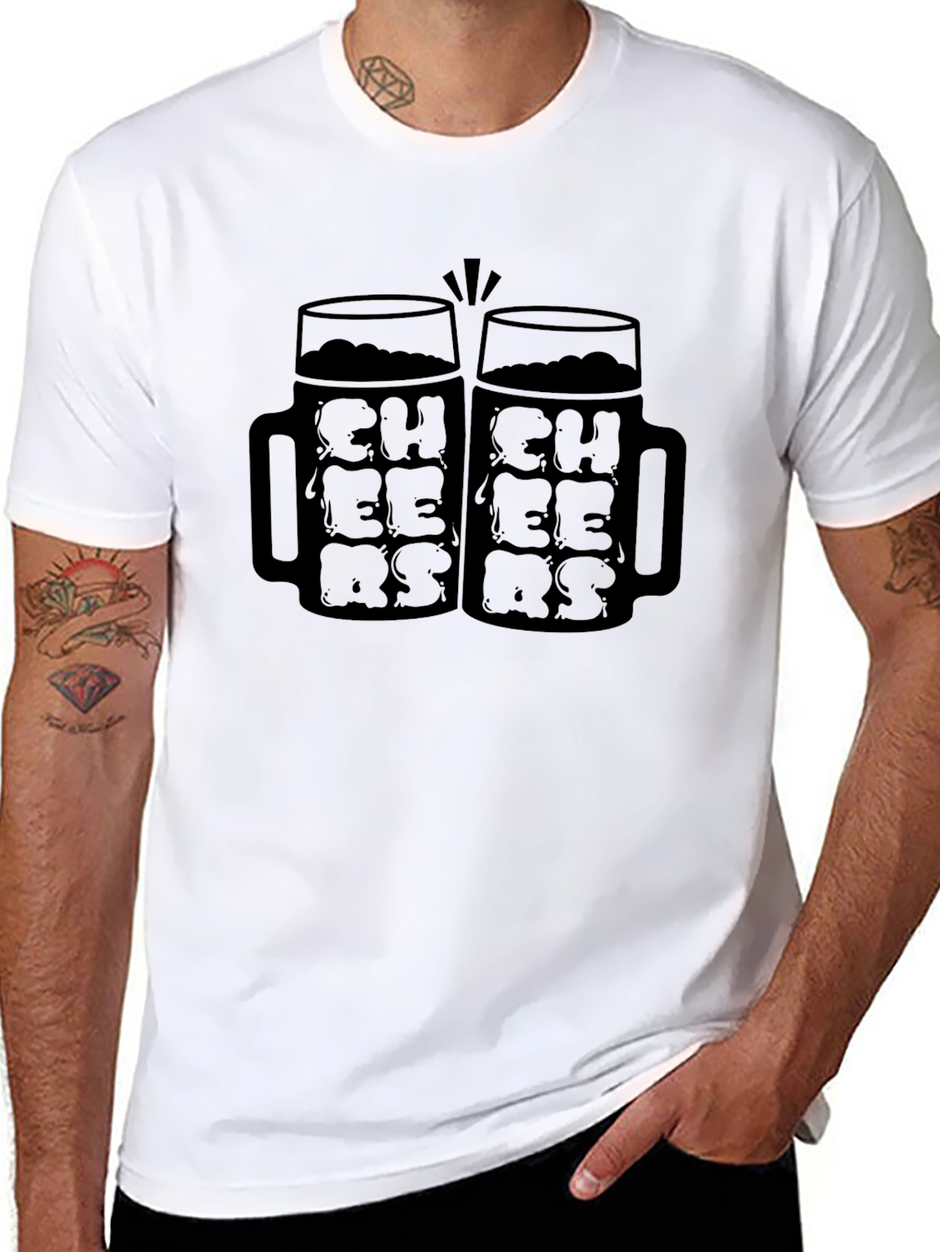 Cheers Beer Mug Graphic Tee - Black