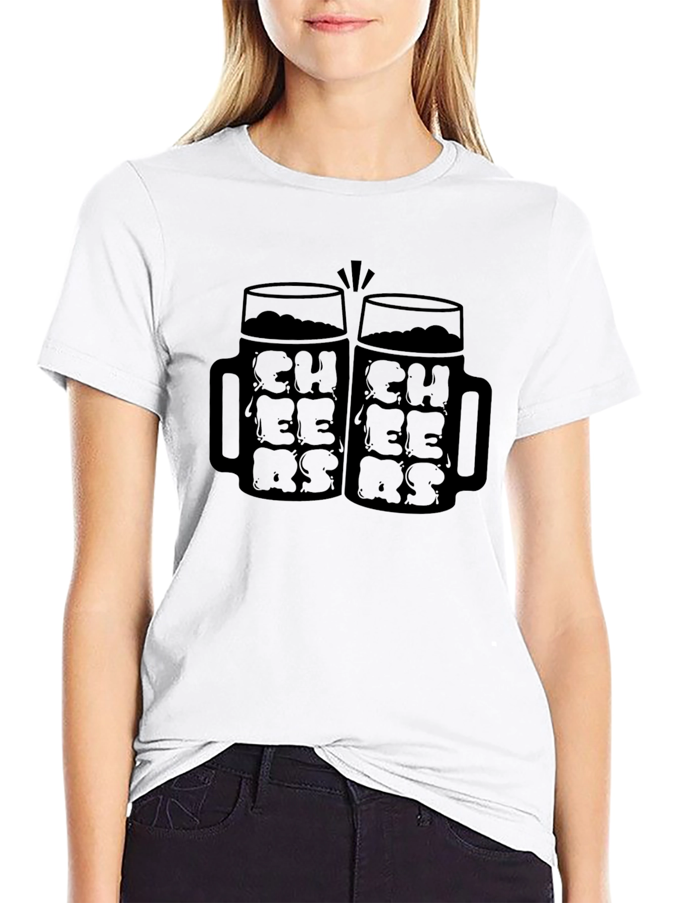 Cheers Beer Mug Graphic Tee - Black