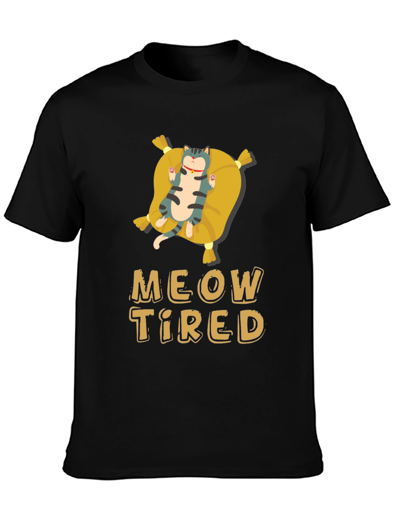 Meow Tired Cat Pillow T-Shirt - Relaxed Fit