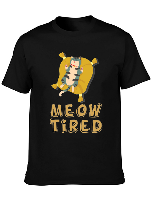 Meow Tired Cat Pillow T-Shirt - Relaxed Fit