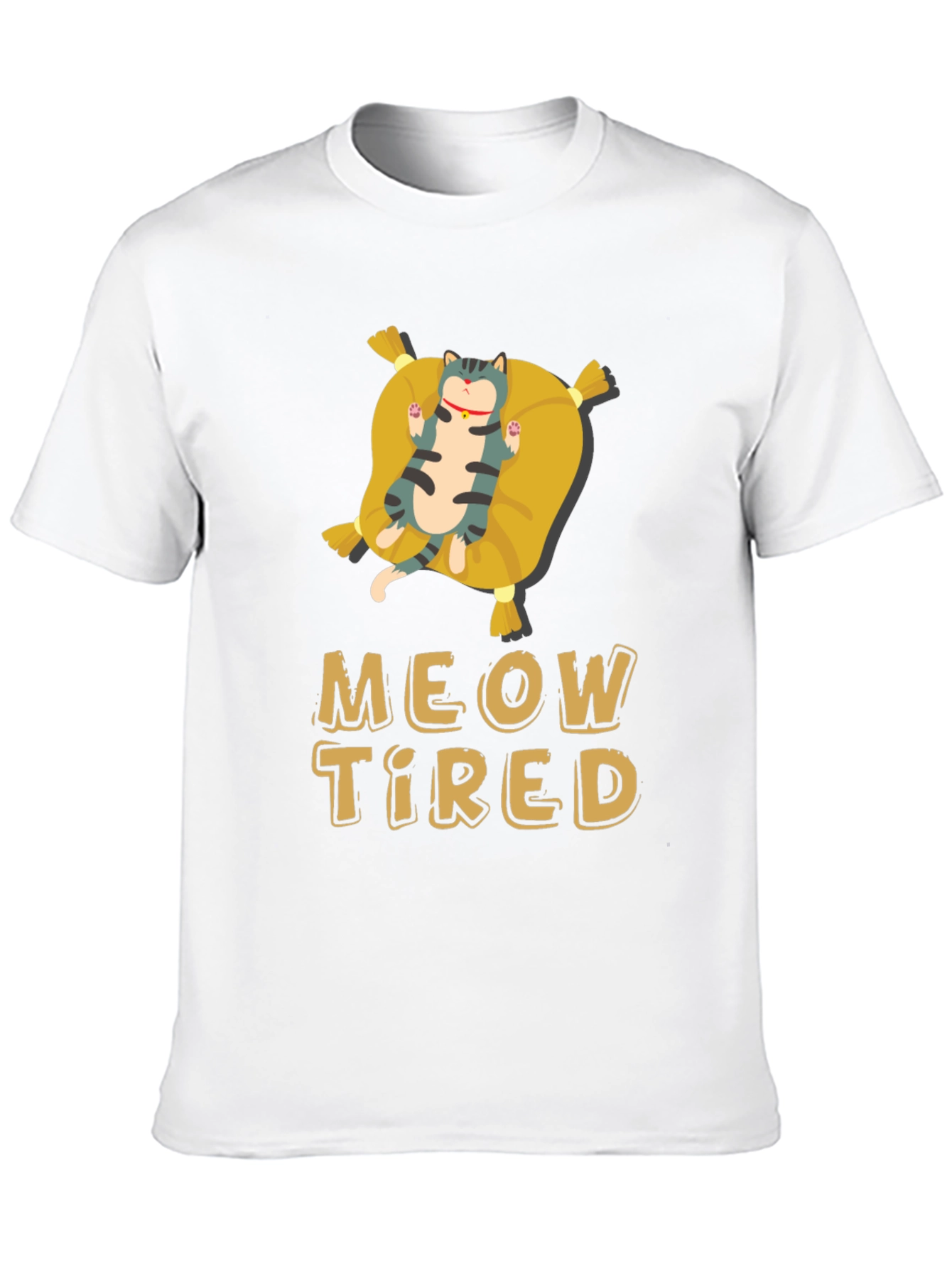 Meow Tired Cat Pillow T-Shirt - Relaxed Fit