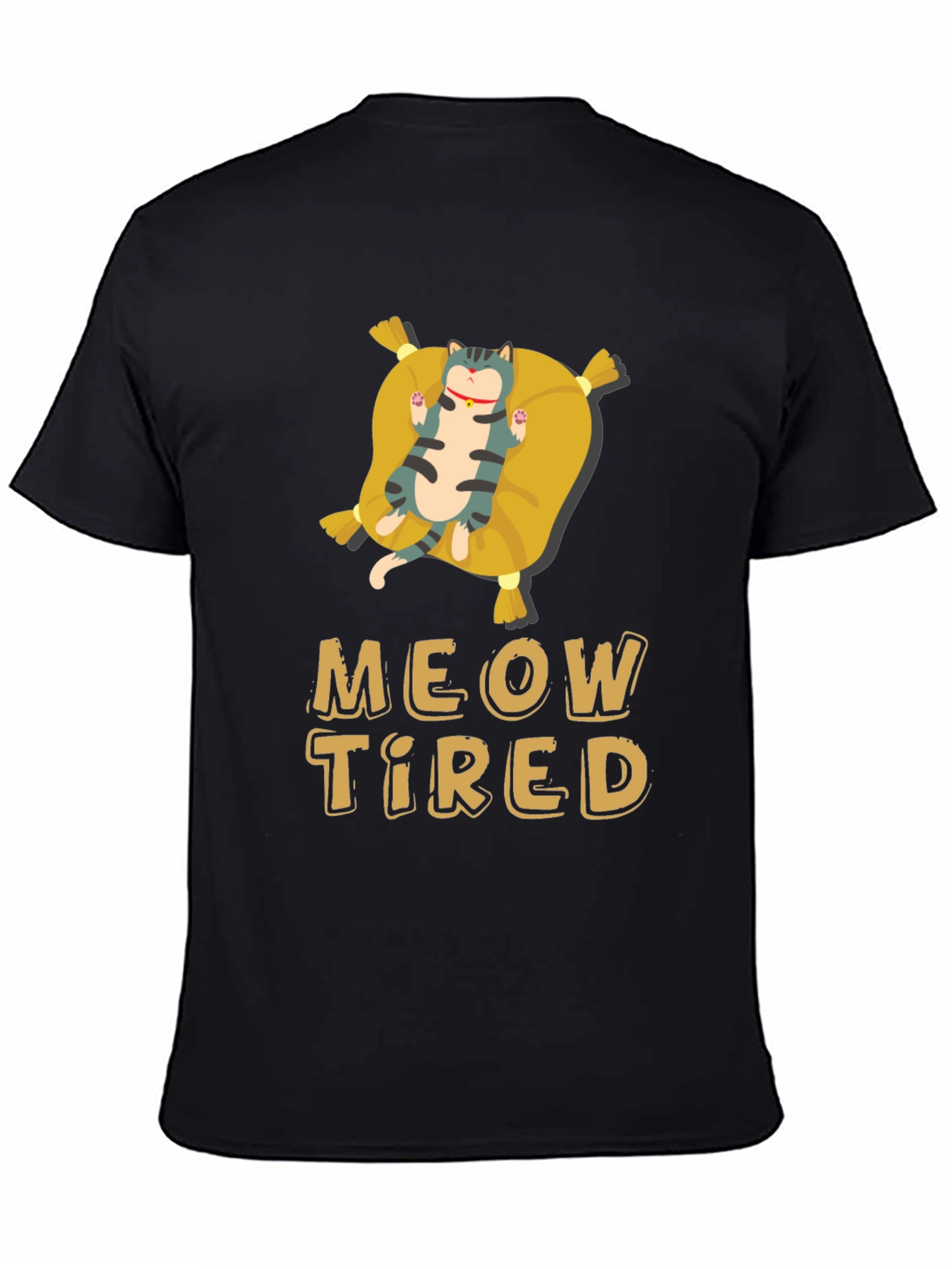 Meow Tired Cat Pillow T-Shirt - Relaxed Fit