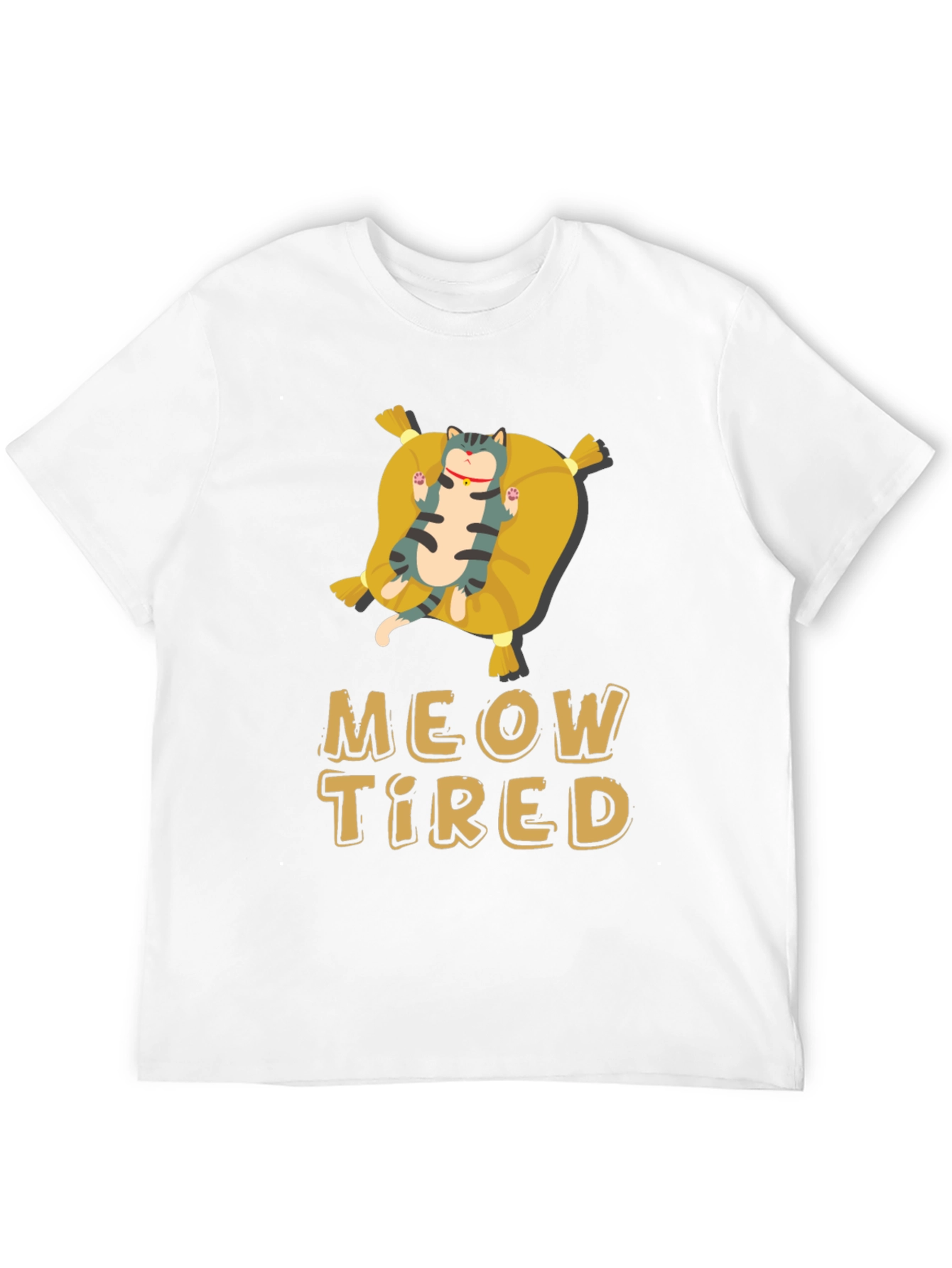 Meow Tired Cat Pillow T-Shirt - Relaxed Fit
