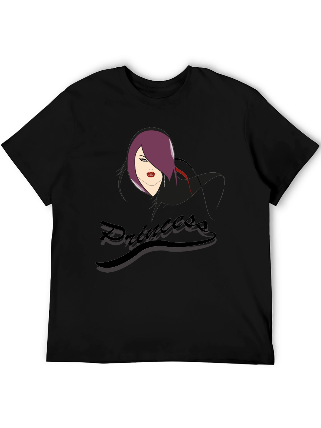 Princess Graphic Print Tee - Black Cotton T-Shirt