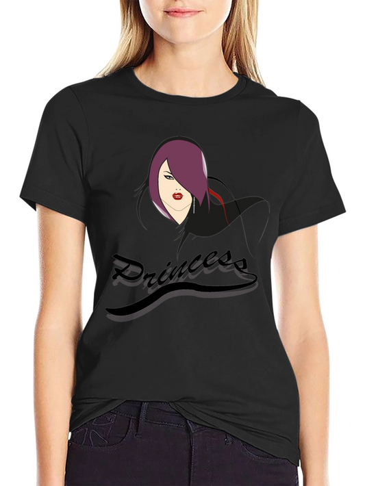 Princess Graphic Print Tee - Black Cotton T-Shirt