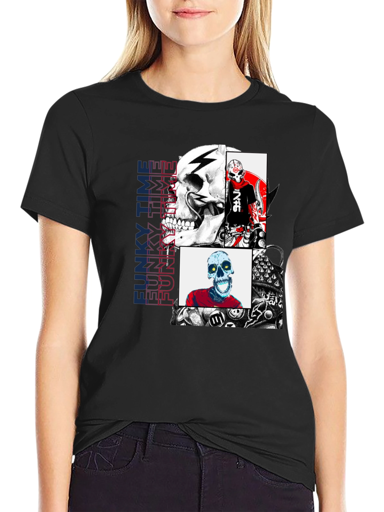 Funky Time Skull T-Shirt - Unique Graphic Tee