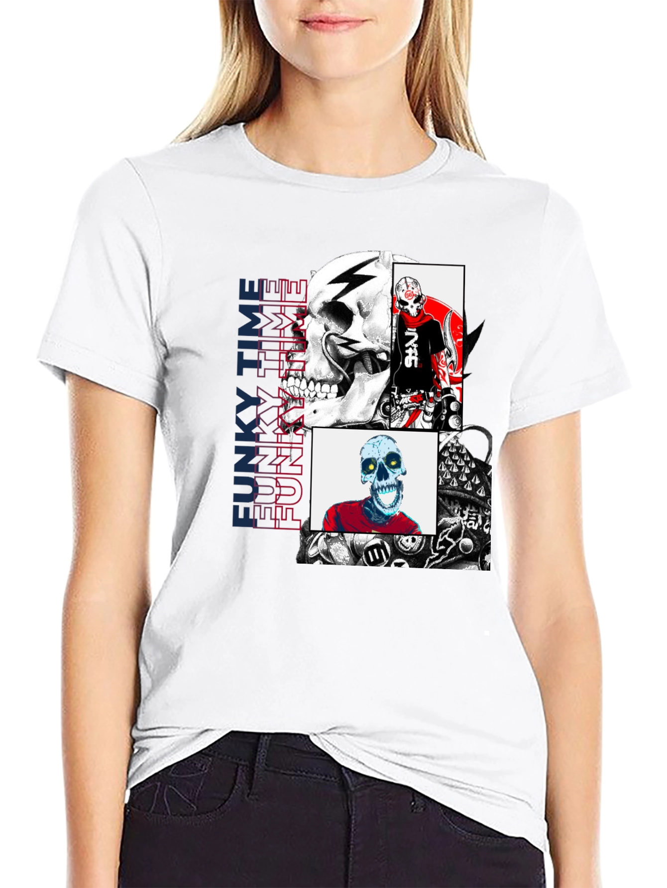 Funky Time Skull T-Shirt - Unique Graphic Tee