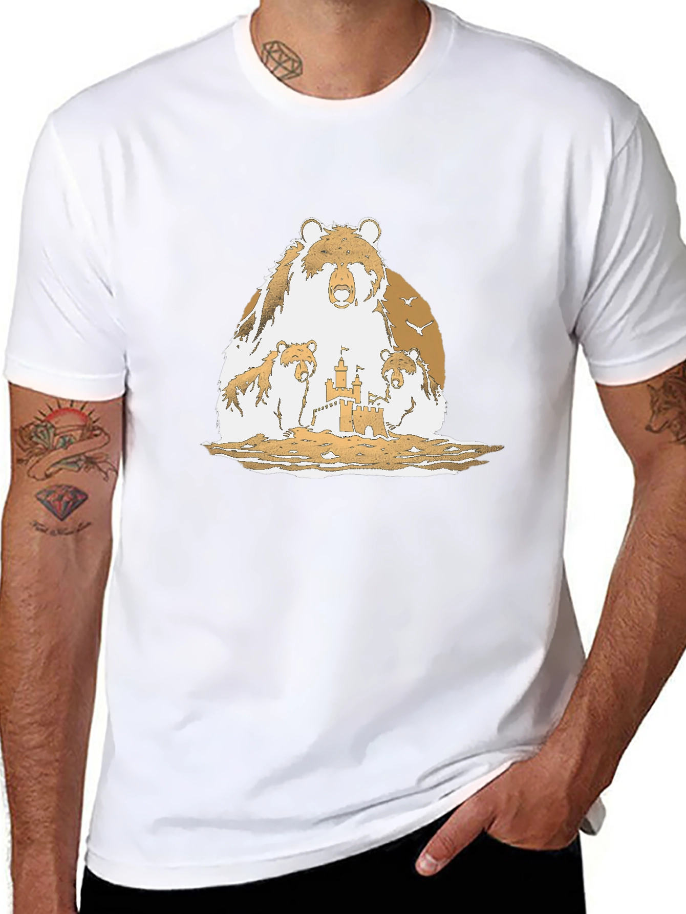 Bear Family Sandcastle Black T-Shirt