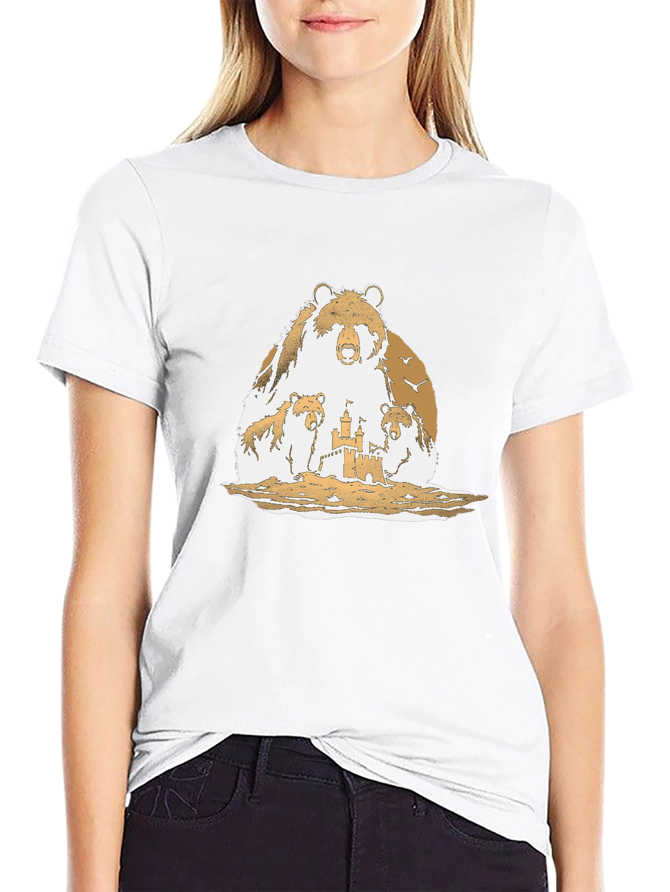 Bear Family Sandcastle Black T-Shirt