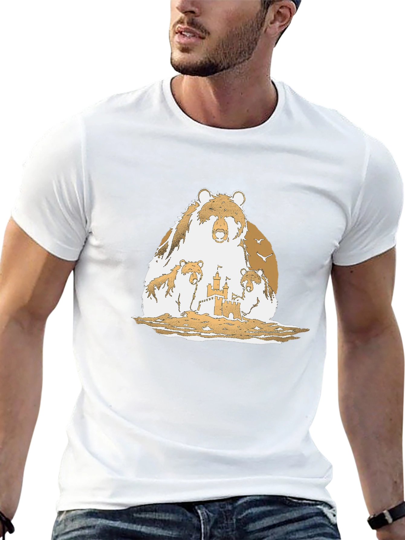 Bear Family Sandcastle Black T-Shirt