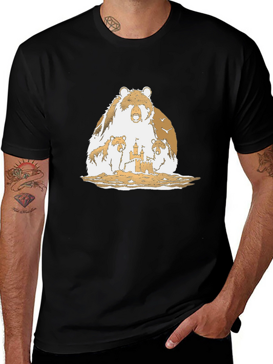 Bear Family Sandcastle Black T-Shirt