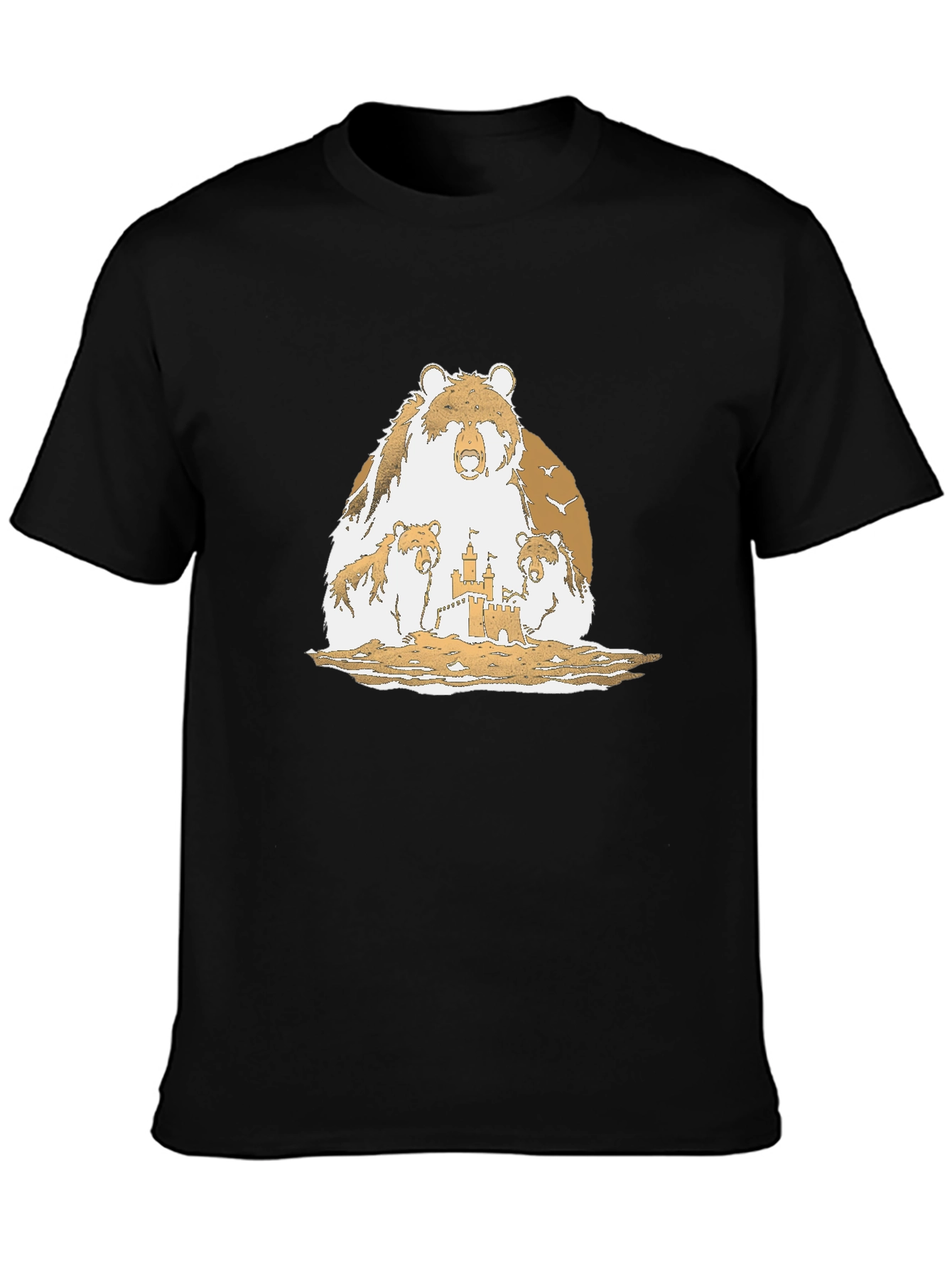 Bear Family Sandcastle Black T-Shirt