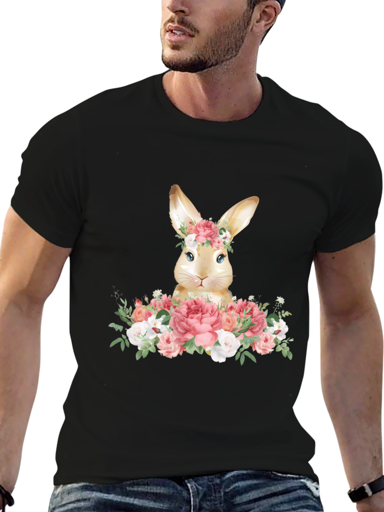 Floral Bunny Graphic Tee - Easter Spring T-Shirt