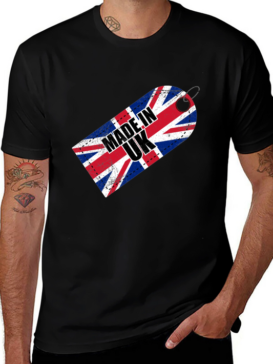 Made in UK Union Jack Tag Black T-Shirt