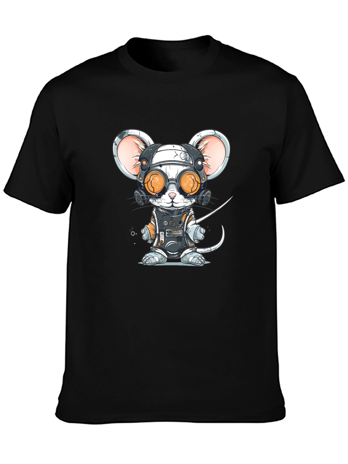 Steampunk Mouse T-Shirt - Black Cotton Blend