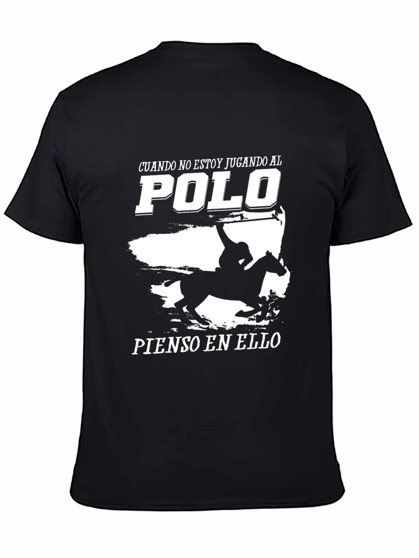 Polo Player Graphic Tee - Black Cotton T-Shirt