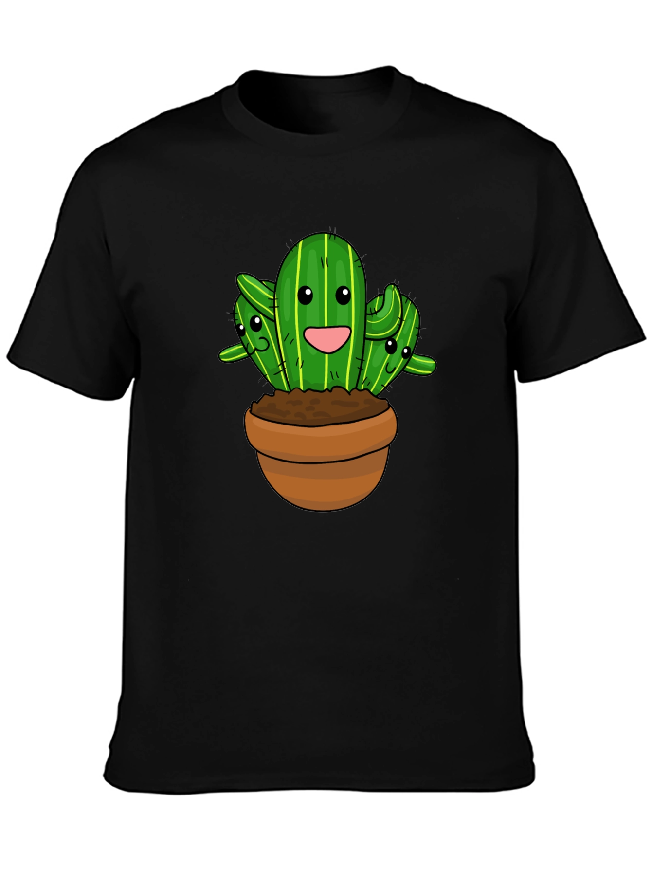 Cute Cactus Graphic Black T-Shirt