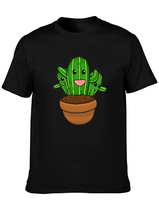 Cute Cactus Graphic Black T-Shirt