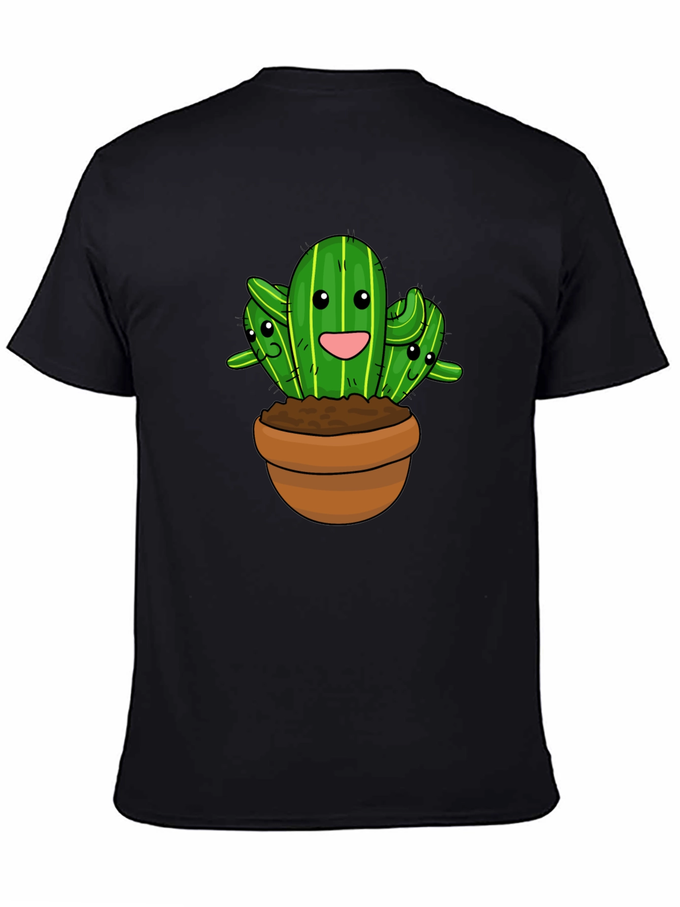 Cute Cactus Graphic Black T-Shirt