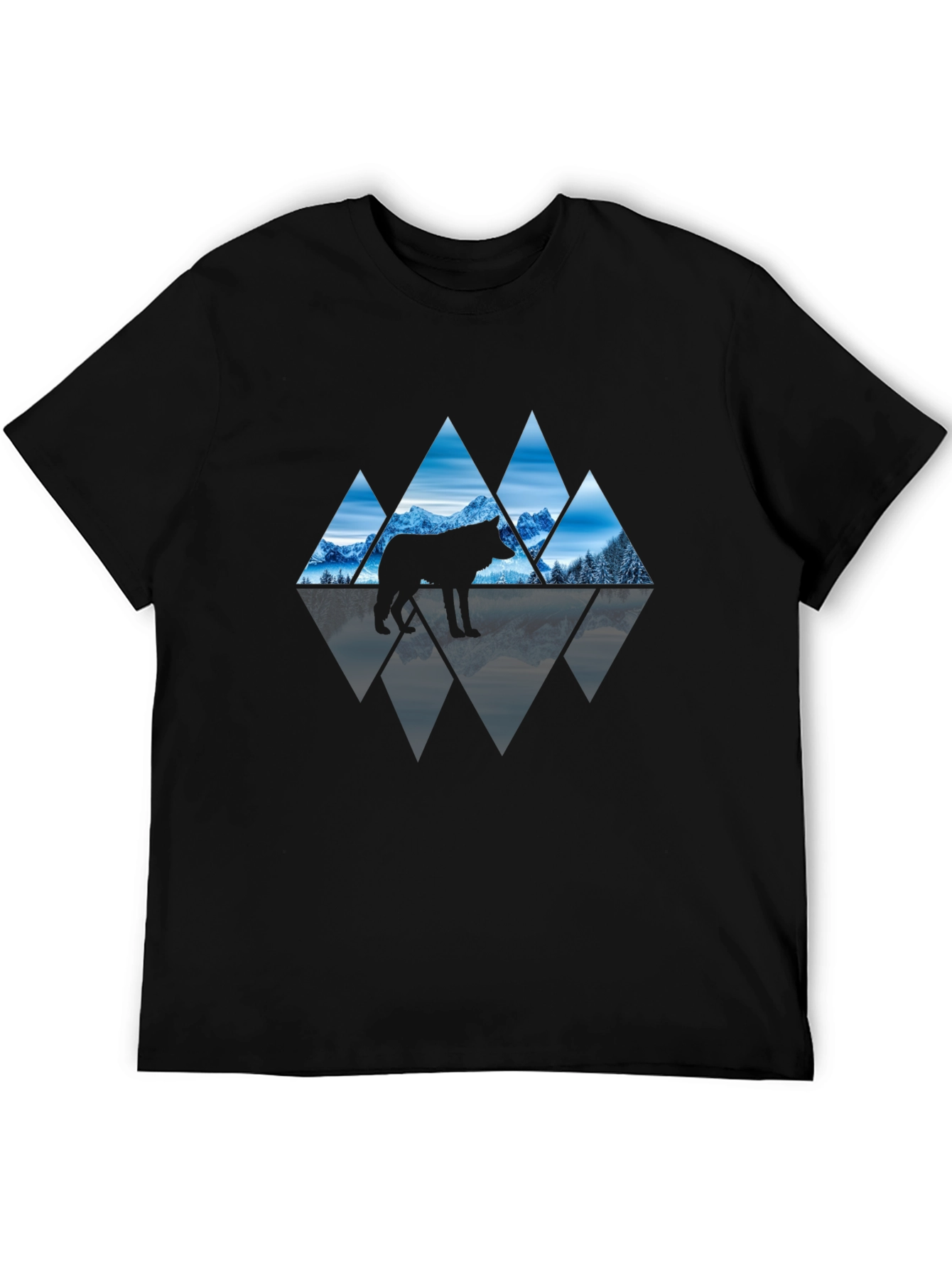 Wolf Mountain Graphic Tee - Stylish Black T-Shirt