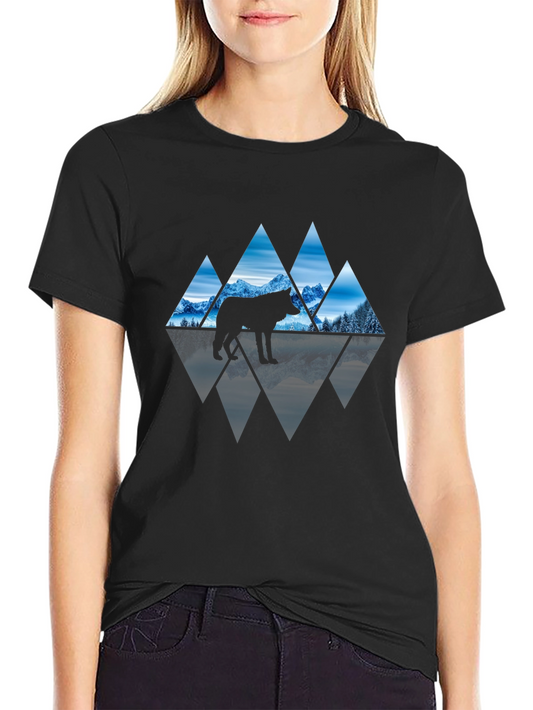 Wolf Mountain Graphic Tee - Stylish Black T-Shirt