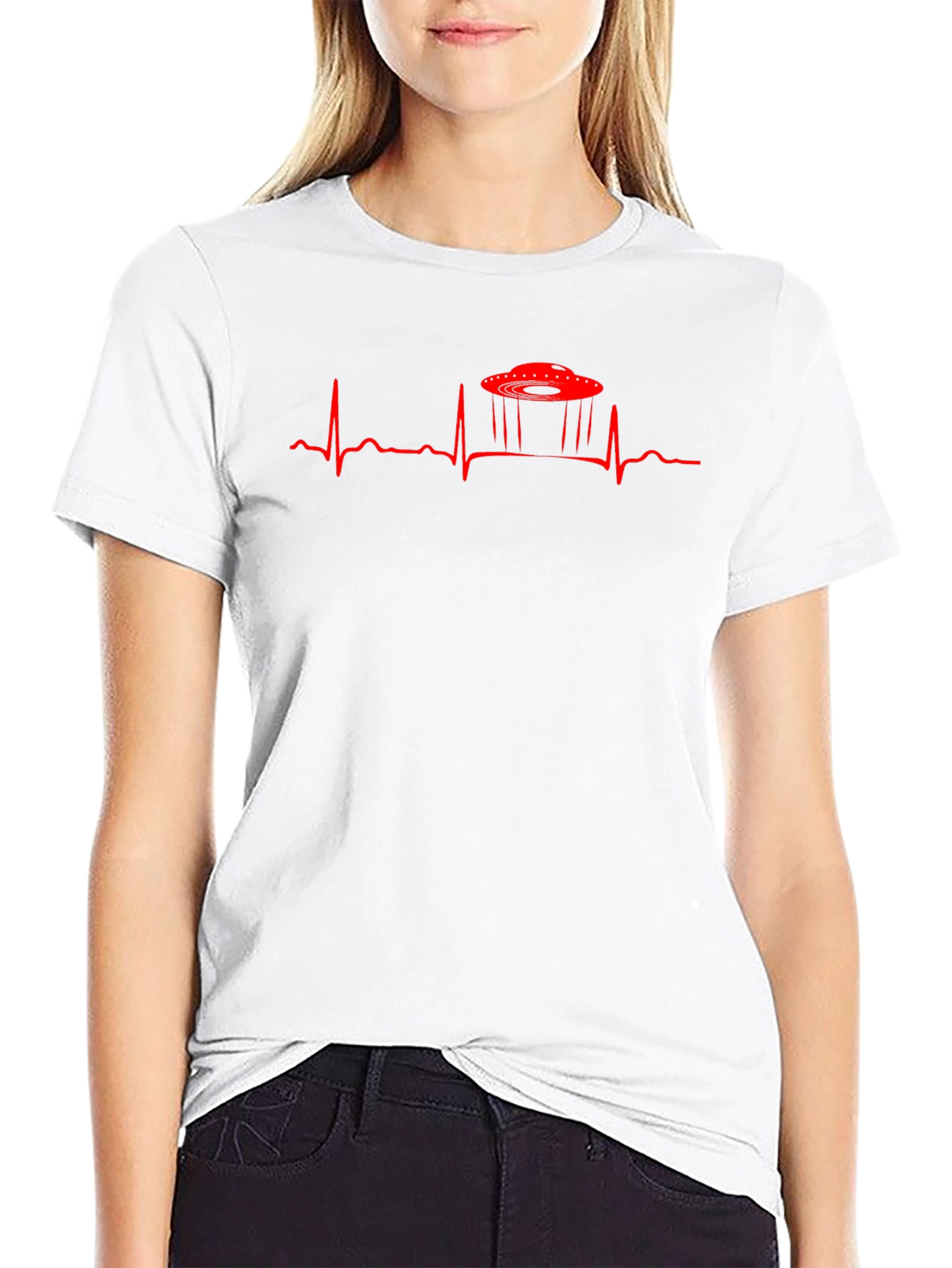UFO Heartbeat T-Shirt - Black Sci-Fi Tee