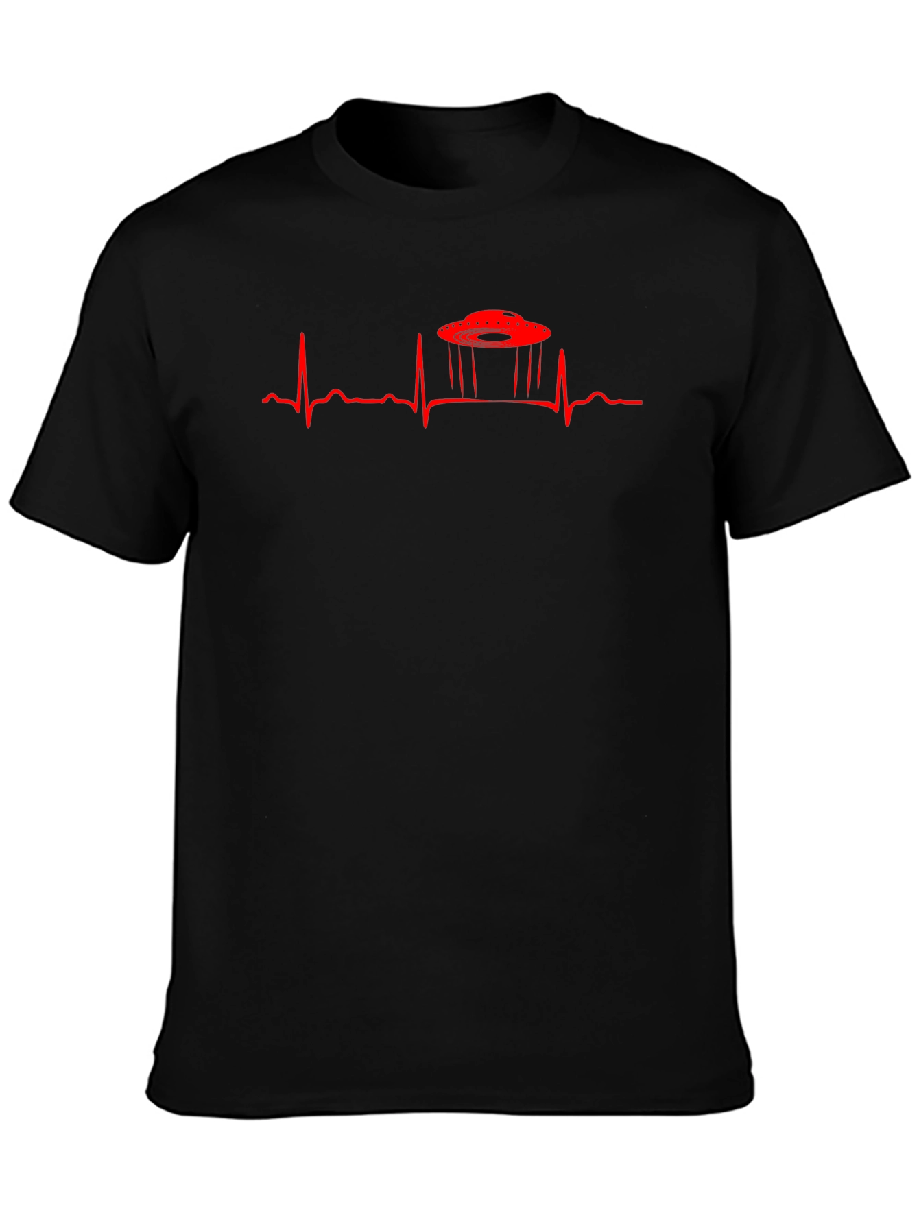 UFO Heartbeat T-Shirt - Black Sci-Fi Tee