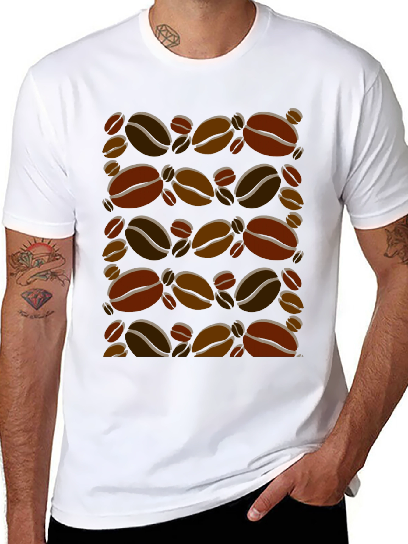 Coffee Bean Print T-Shirt - Trendy Graphic Tee