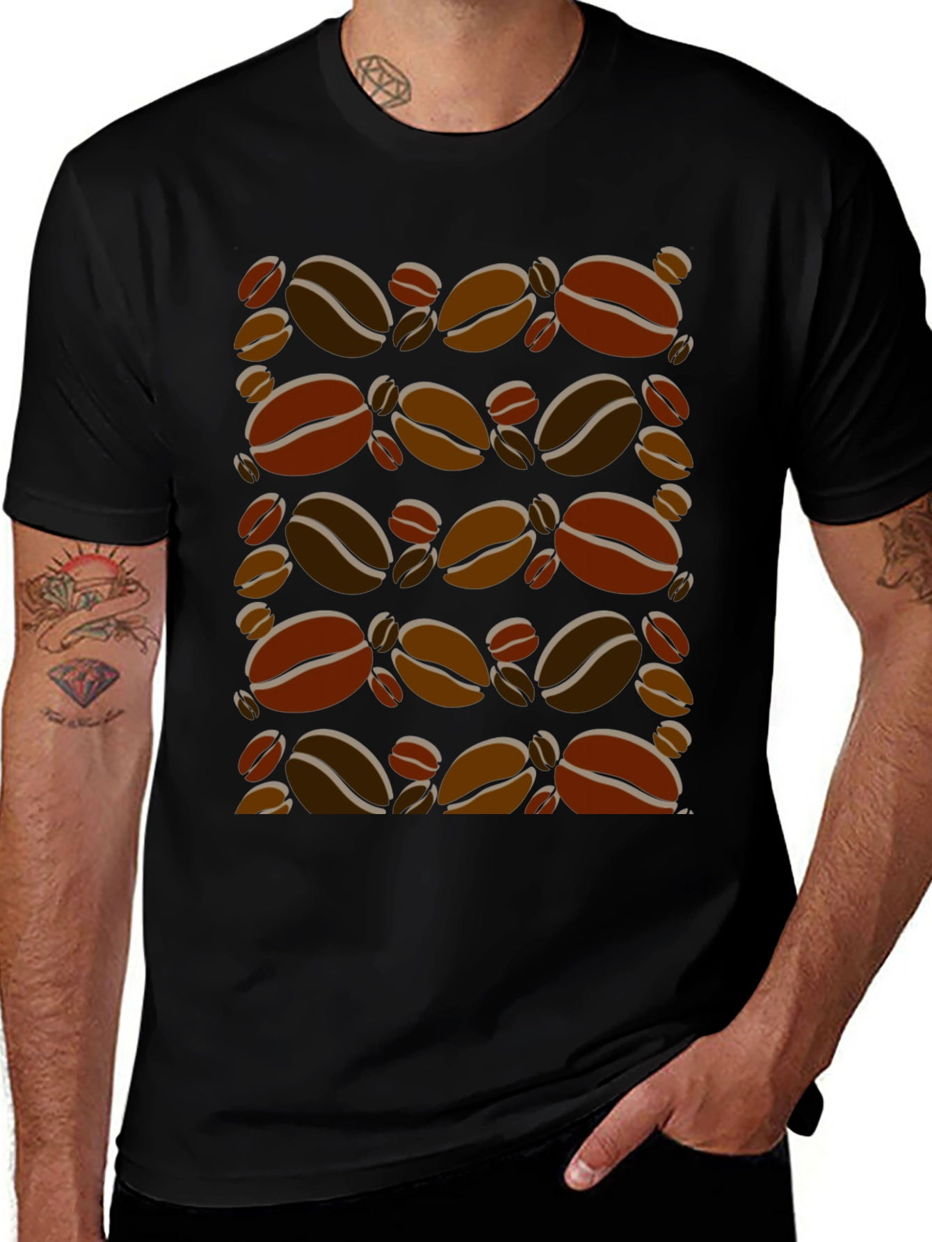 Coffee Bean Print T-Shirt - Trendy Graphic Tee
