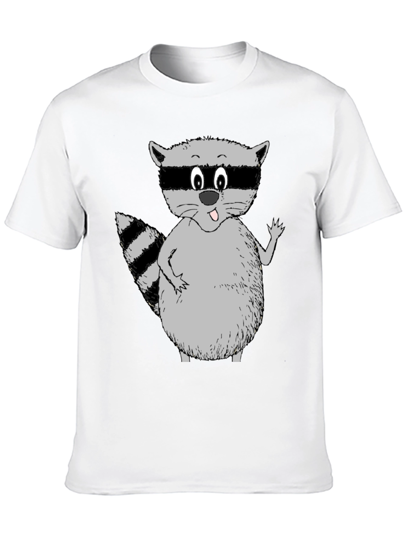 Cartoon Raccoon Graphic Tee - Unisex Black T-Shirt
