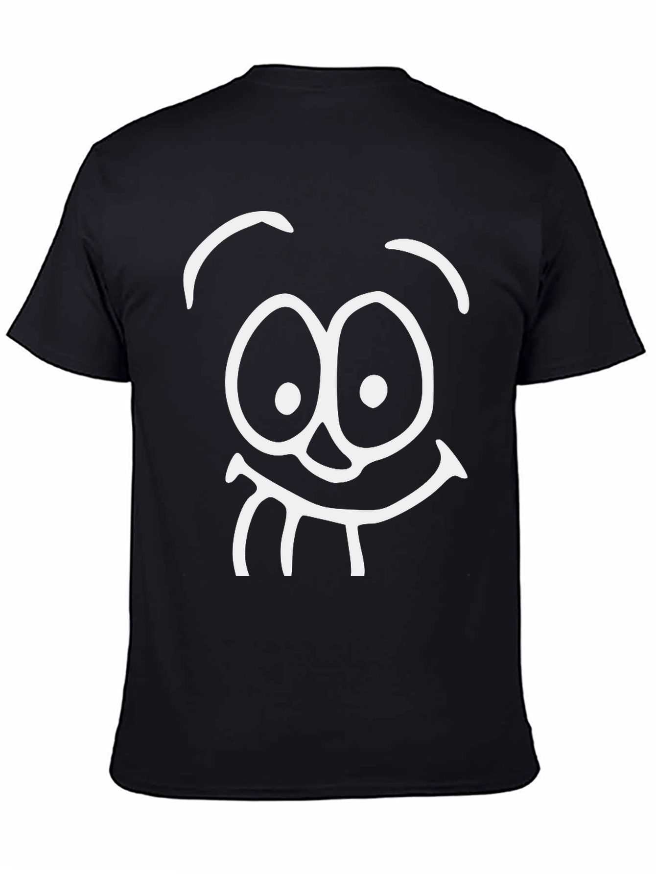 Funny Face Black T-Shirt - Cartoon Style
